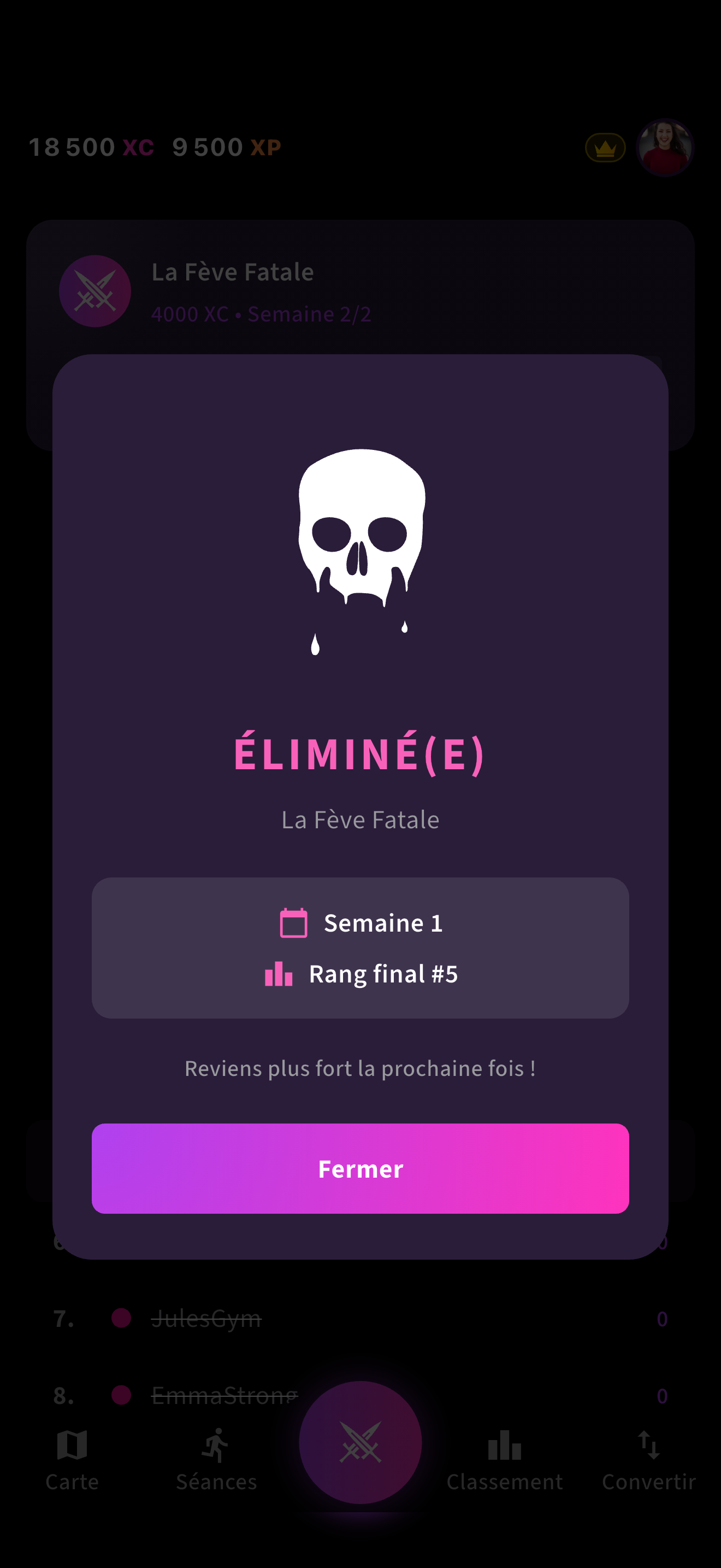 Éliminé de l'arène