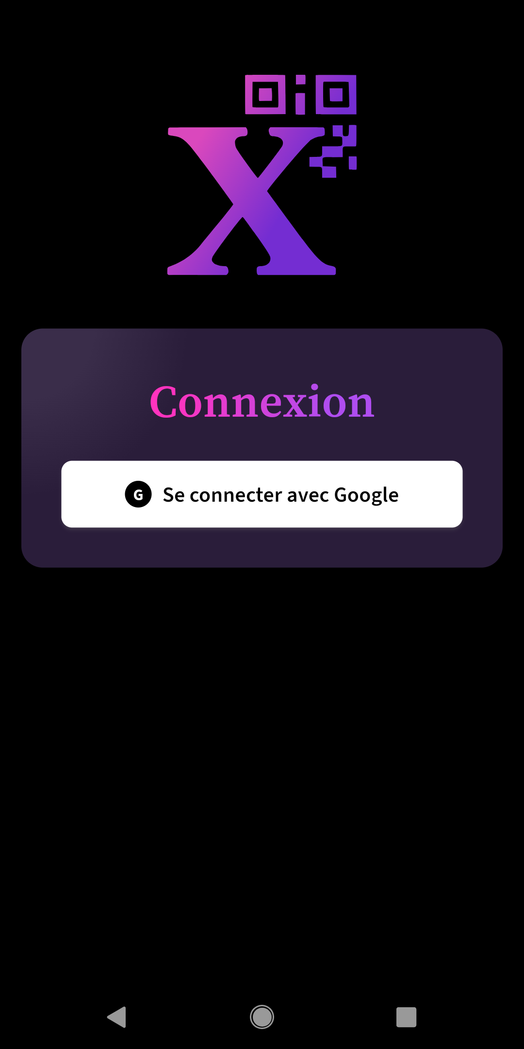 ChallengeX sur Android - Écran de connexion